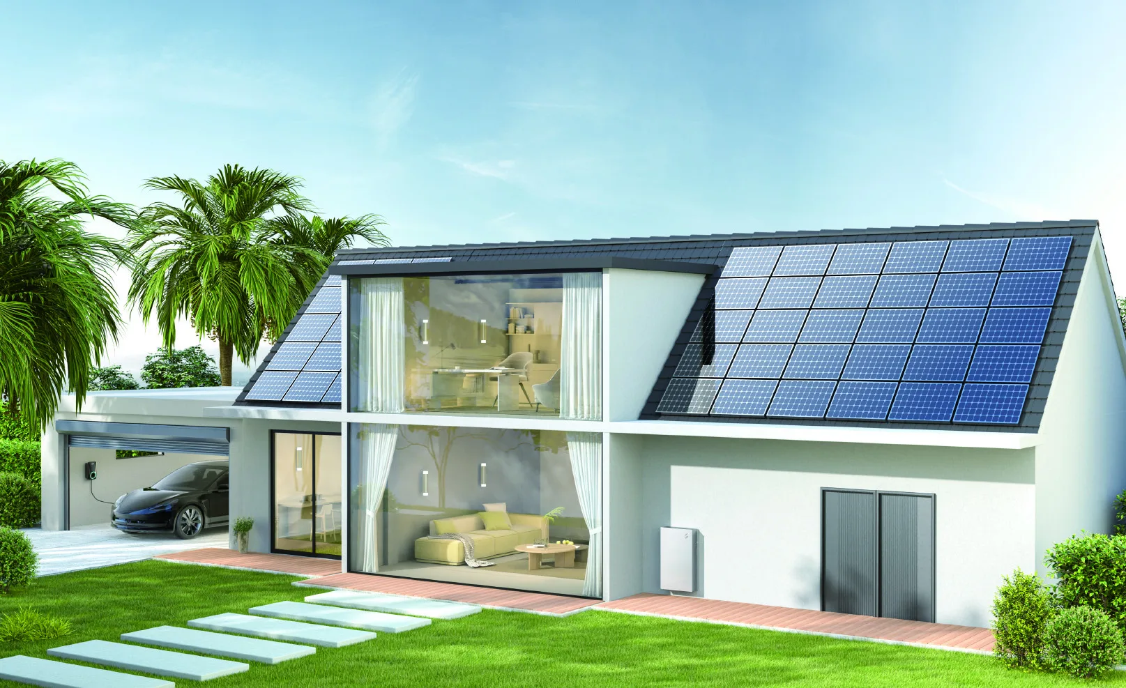 Woning met zonnepanelen en een FoxESS Avocado thuisbatterij