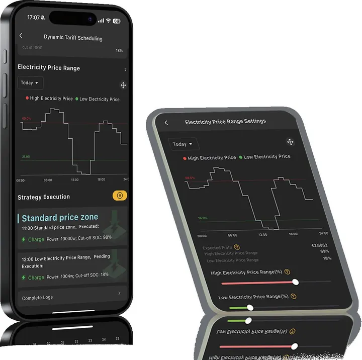 AlphaESS-app met planning op dynamisch tarief