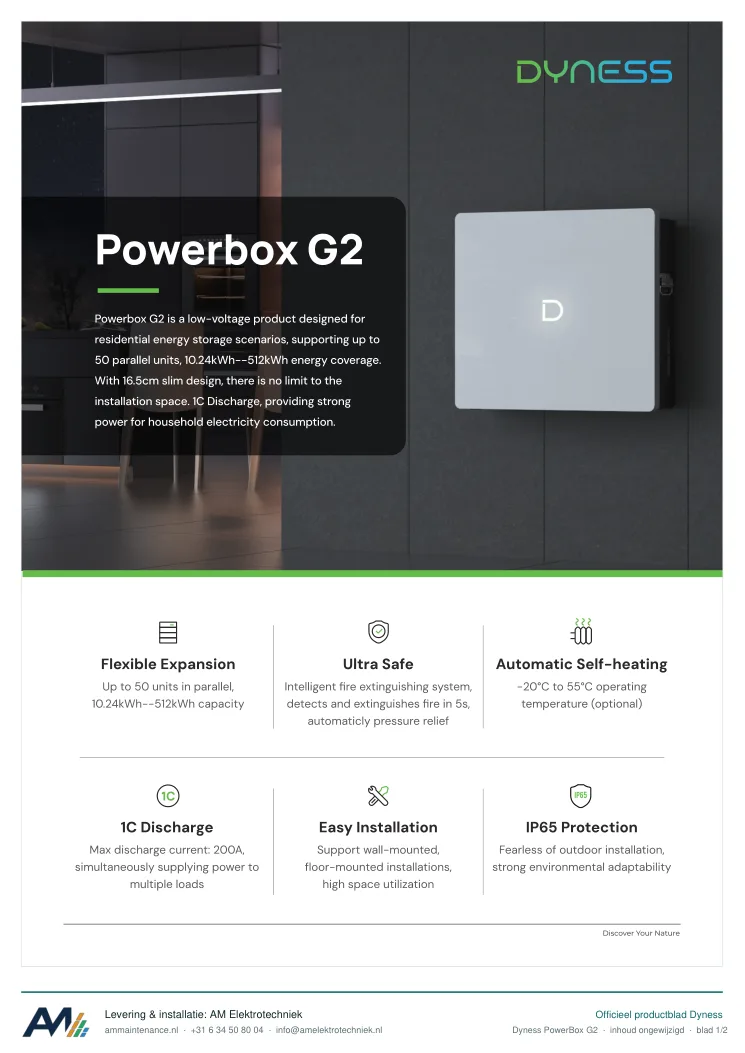 Eerste blad van de datasheet Dyness PowerBox G2