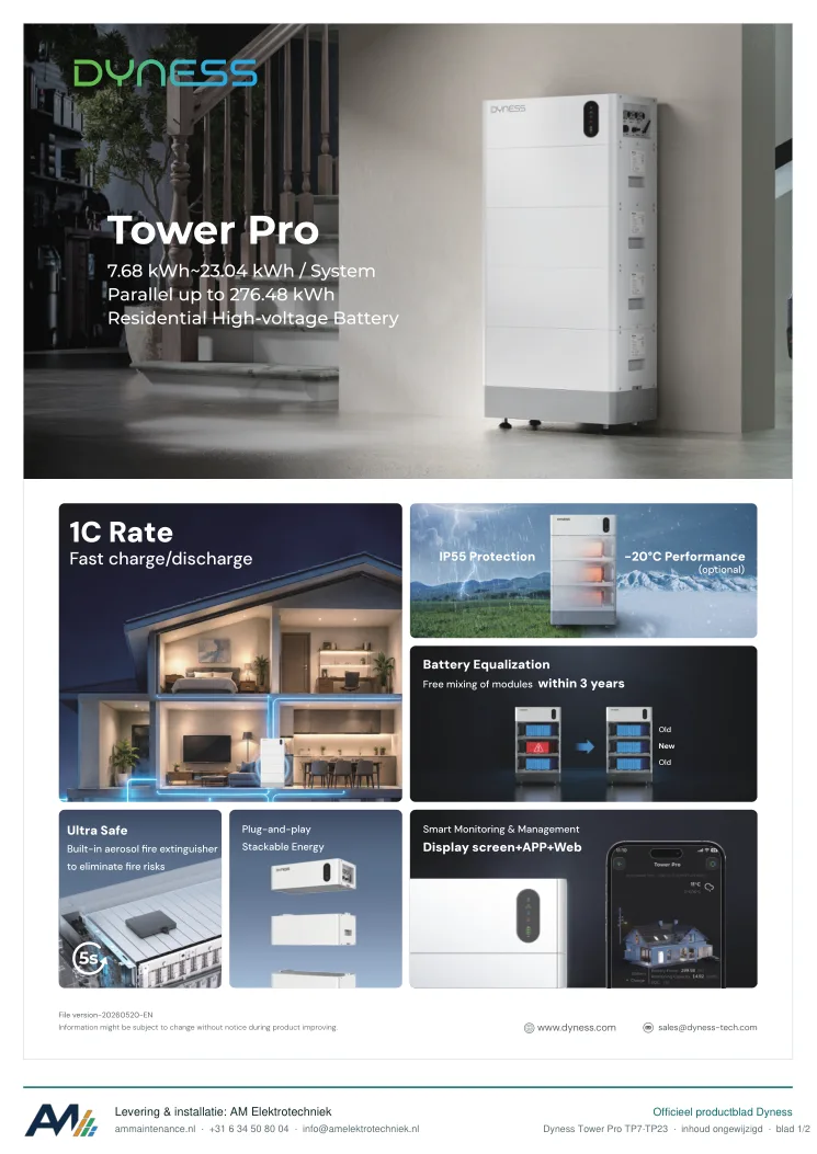 Eerste blad van de datasheet Dyness Tower Pro TP7–TP23