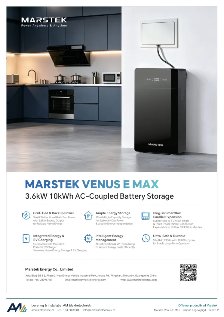 Eerste blad van de datasheet Marstek Venus E Max