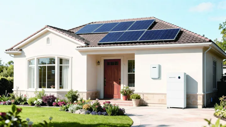 Vrijstaand huis met zonnepanelen en een SigenStor Neo aan de gevel