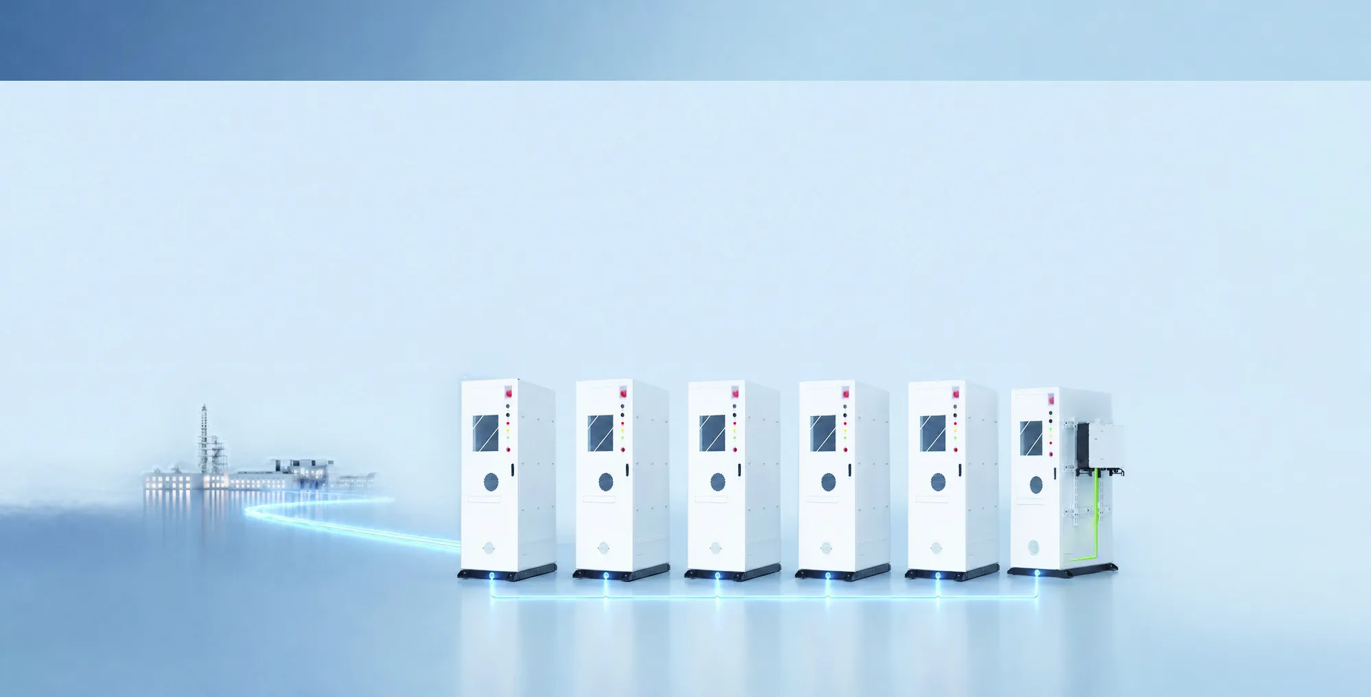 Meerdere batterijkasten naast elkaar