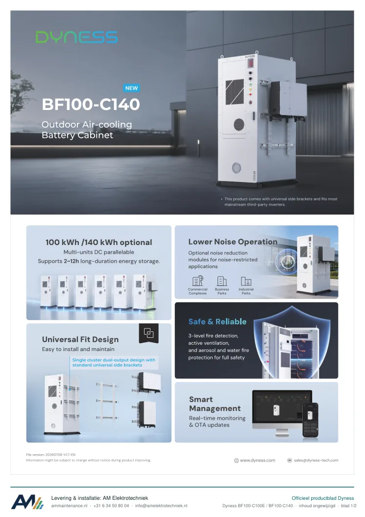 Eerste blad van de datasheet Dyness BF100-C100E / BF100-C140