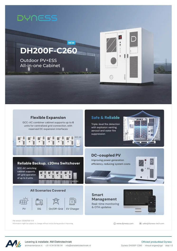 Eerste blad van de datasheet Dyness DH200F-C260