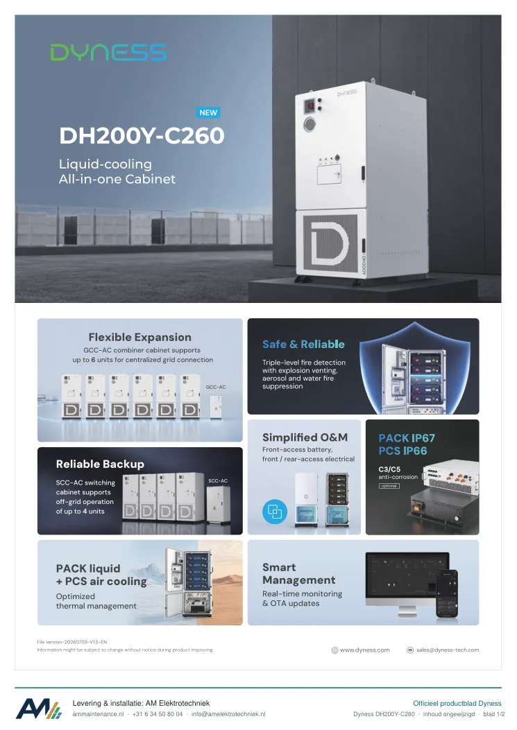 Eerste blad van de datasheet Dyness DH200Y-C260