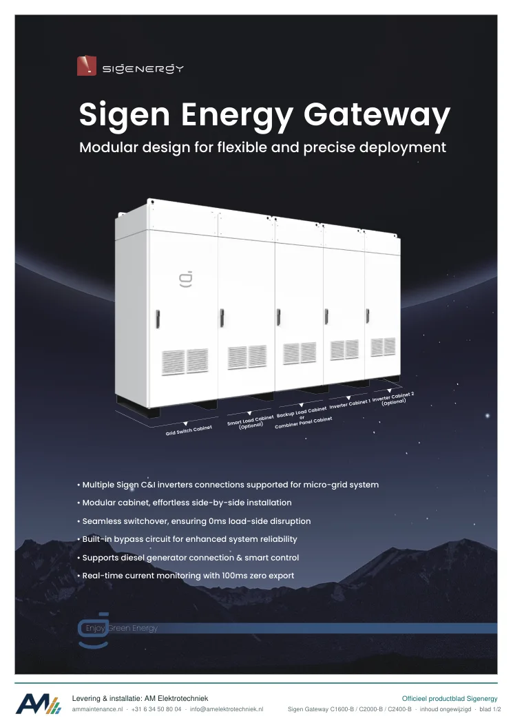 Eerste blad van de datasheet Sigen Gateway C1600-B / C2000-B / C2400-B