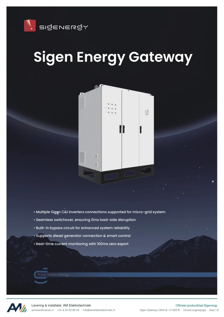 Eerste blad van de datasheet Sigen Gateway C600-B / C1200-B
